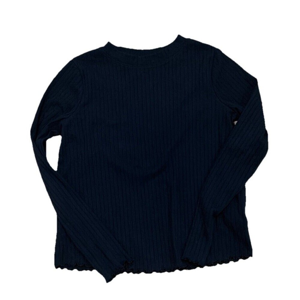 Cat And Jack Girls Ribbed Long Sleeve Shirt Black XL